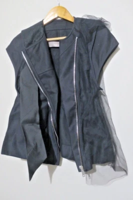 Blusa Rick Owens feminina preta com zíper completo sem mangas tamanho 6 RO17S3755-DKME - Imagem 1 de 4