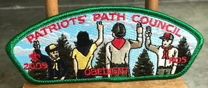 BSA Merit Patch Patriots' Path Council, NJ, CSP SA-30, 2009 FOS "OBEDIENT" - Picture 1 of 6