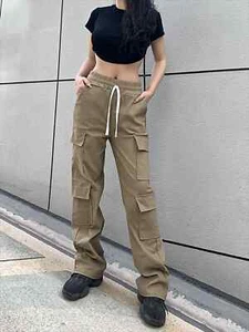 Summer women's trousers Street multi pocket Cargo pants mop pants - Picture 1 of 6