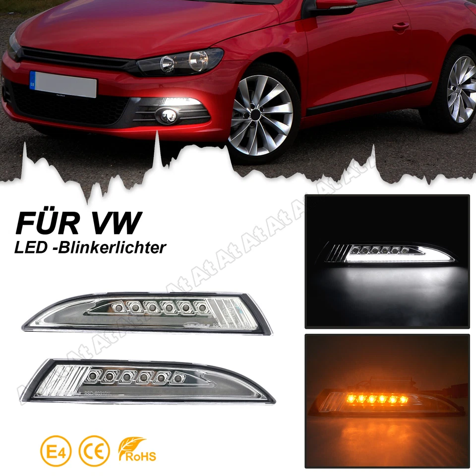 Espada alerón LED labio del alerón delantero intermitente lateral para VW Scirocco 3 tipo 2008-13 - Imagen 1 de 4
