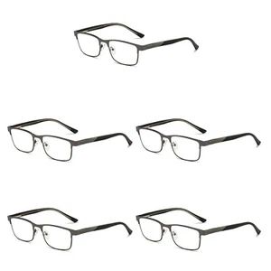 5 PK Mens Metal Frame Blue Light Blocking Reading Glasses Spring Hinge Readers - Picture 1 of 6