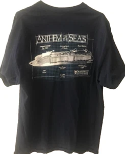 Royal Caribbean Cruise Anthem Of The Seas Ship Blueprint Shirt Navy XL - Picture 1 of 2