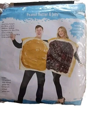 2 Costumes In One! PEANUT BUTTER & JELLY Adult Couple Halloween -NEW - Image 1 of 4
