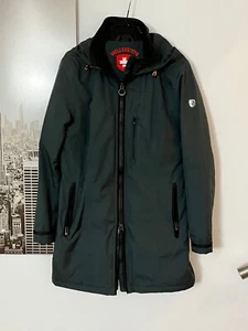 Wellensteyn Mantel in Gr.M, mit Zweiwege Zipper und Kapuze, grau/blau - Bild 1 von 5
