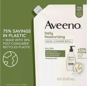 Aveeno Daily Moisturizing, Facial Cleanser Refill, Fragrance Free, 16 fl oz - Picture 1 of 6