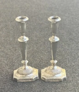 Vintage Set Pair Sterling Silver 925 Weighted Candle Holder Regency Stile - Picture 1 of 10