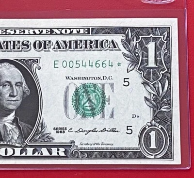 1963 STAR  NOTE $1 DOLLAR BILL ( RICHMOND E ) UNCIRCULATED - Image 1 of 3