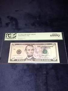 FR 1993-F 2006 $5 FW FRN ATLANTA, GA “LADDER SERIAL #IF12345625A” PCGS UNC-65PPQ - Picture 1 of 2
