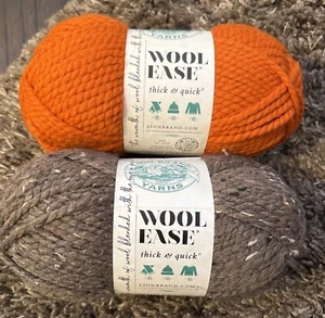 New Lion Brand Wool Ease Thick Quick Yarn (2) Barley & Pumpkin 6oz Each - Picture 1 of 9