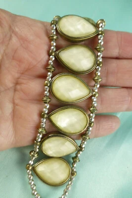 LUCKY BRAND Lucite Links Bracelet Silver Tone Large Teardrops - Image 1 of 4