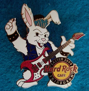 EDINBURGH EASTER WHITE PUNK ROCKER MOHAWK RABBIT BUNNY 2009 Hard Rock Cafe PIN - Picture 1 of 1