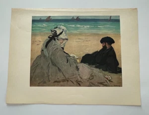 Vintage Kunstdruck Edouard Manet 50er Jahre Repro ungerahmt, am Strand 11x14 - Bild 1 von 4