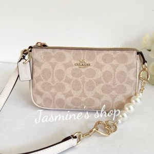 NWT Coach Nolita 19 In Signature Canvas CW426 (Sand/chalk )+ free Pearl Chain - Picture 1 of 18