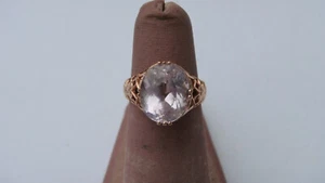 BEAUTIFUL WOMAN'S SOLID 14K ROSE GOLD KUNZITE RING - 4.4 GRAMS - Picture 1 of 5