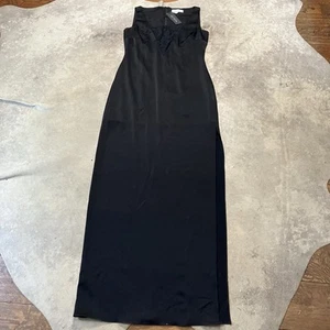 Rachel Zoe Dress Womens 8 Black Long Maxi Side Slit Sleeveless Deep Lace V Neck - Picture 1 of 12