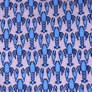 £55 MARKS & SPENCER PINK & BLUE LOBSTER PRINTED SATIN SILK TIE HAND MADE Y4 - Picture 1 of 10