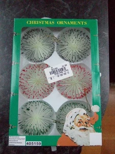 NEU + OVP - 6 St. fluoreszierende Dekokugel weiß mit verschieden farbiger Spitze - Bild 1 von 3