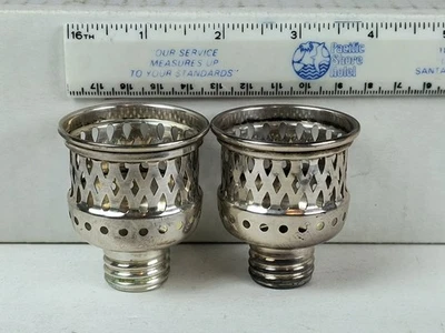 Antiguo soporte adaptador lámpara huracán vela plata esterlina Rogers filigrana Foto 1 de 4