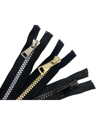 Cerniera Pressofusa Plastica Nera – Catena Lucida N.8 Oro, Argento, Canna di Fuc - Immagine 1 di 4