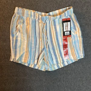 Briggs Blue Stripe Women's Medium Shorts Drawstring Pockets - Picture 1 of 11