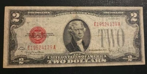 1928-G $2 "RED SEAL" Legal Tender VF Circulated Banknote.  - Picture 1 of 2