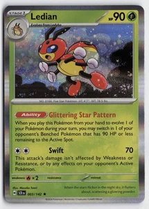 Pokemon Ledian 003/142 Holo Rare SV07: Stellar Crown NM - Picture 1 of 2