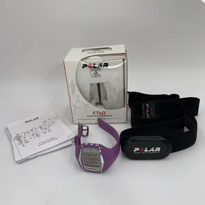Polar FT60 Heart Rate Monitor Watch Chest Strap Purple Tested New Batteries - Picture 1 of 16