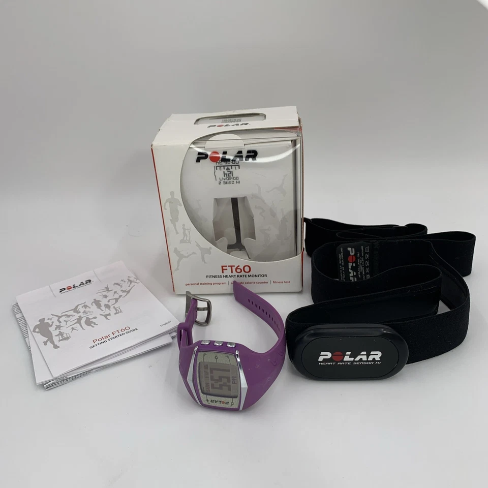 Polar FT60 Heart Rate Monitor Watch Chest Strap Purple Tested New Batteries - Image 1 of 4