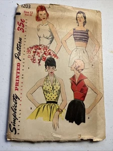 Juego de soportes y top solar Simplicity 1203 vintage Misses talla 12 busto 30 corte/usado - Imagen 1 de 4