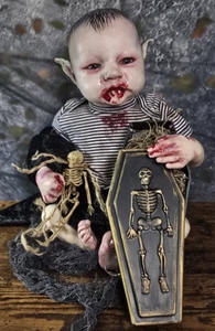 OOAK Reborn Baby Vampire Realistic Looking Alternative Creepy Horror Doll ART - Picture 1 of 20