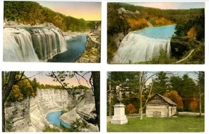 Postkarten Lot LETCHWORTH STATE PARK, NY Leinen handkoloriert unbespielt Lot/4 - Bild 1 von 9