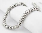 Men's 8mm Solid 316L Stainless Steel Round Bead Chain Necklace 22-28"