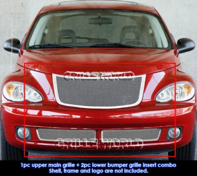 Combo de rejilla de malla de acero inoxidable APS para Chrysler PT Cruiser 2006-2010 Foto 1 de 2