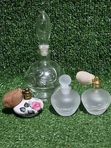 Botellas/atomizadores de perfume con tapones 3 vasos 1 porcelana decoración vintage X4 - Imagen 1 de 11