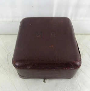 BEL ECRIN BOITE A BIJOUX ANCIEN CUIR BORDEAUX MONOGRAMME ANTIQUE JEWELLERY BOX - Picture 1 of 10