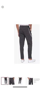 Hot Topic Slim Fit Plaid Chain Gothic Punk Stretch Trouser Pant 34x30 Grey Black - Picture 1 of 8