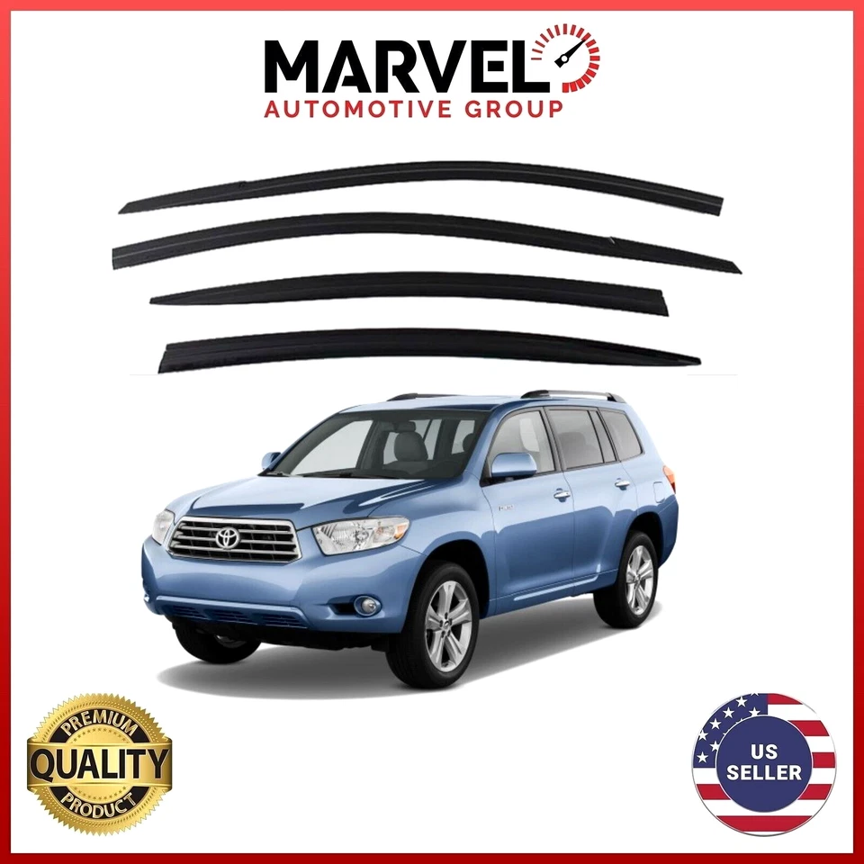 Defletores de janela protetores de chuva viseira de ventilação solar para 2008-13 Toyota Highlander - Imagem 1 de 4