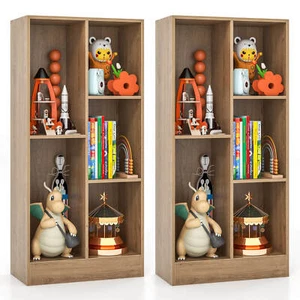 2PCS 5-Cube Bookcase for Kids 41" Wooden Toy Storage Organizer for Kid’s Room - Picture 1 of 10