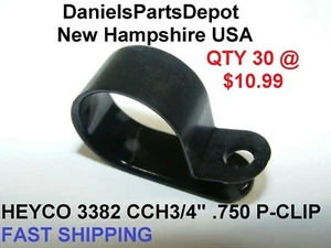 x30 HEYCO 3382 CCH3/4 .750 BLACK NYLON PLASTIC P-CLIP HEAVY DUTY CABLE CLAMP - Picture 1 of 11