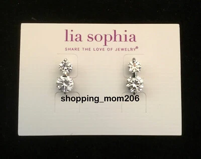 Lia Sophia "Sucre" Silver Tone w/Total CZ wt. 5.25ct. Pierced Earrings - HTF - Image 1 of 3