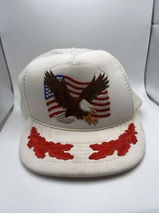 AMERICAN EAGLE- embrodered - white adjustable net back cap - Picture 1 of 6