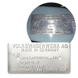 Fits Volkswagen Squareback Type 361 Made in Germany Data Data Information Plate - Picture 1 of 6