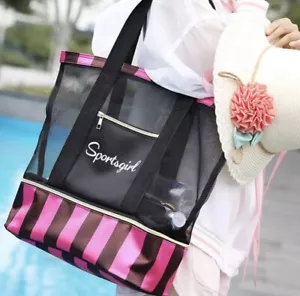 Beach Tote Bag Pink Summer Beach Cooler WaterProof Mesh Thermal Insulated Bag - Picture 1 of 6