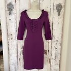 Ann Taylor Size XSP XS Petite Womans Purple Ruffle Trim Sheath Knit Career Dress