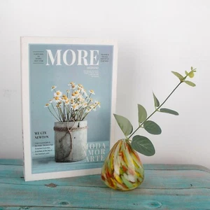 3.15IN Hand Blown Art Glass Flower Vase Volcano Shaped Decorative Modern X3 - Picture 1 of 6