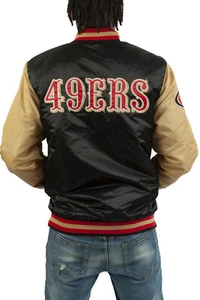 Starter San Francisco 49ers Blown Up Logo Jacket Satin Men Size M gold black nfl - Picture 1 of 5