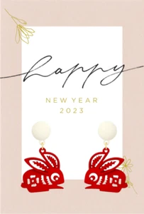 Lunar New Year Stud Earrings Red Rabbits in Resin (Q) - Bild 1 von 1