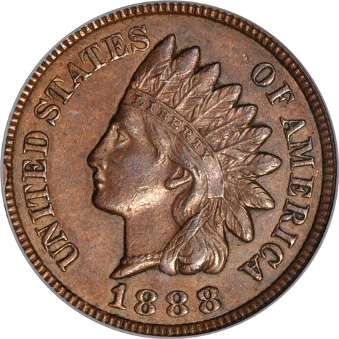 1888/7 1C Snow-1 Indian Cent PCGS AU53BN (PHOTO SEAL & CAC) Cover