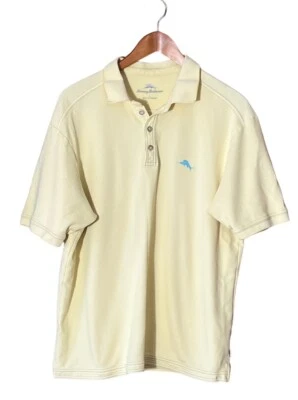 Camisa Polo Tommy Bahama Para Hombre Grande Amarillo Pálido Costuras en Contraste Manga Corta Foto 1 de 4
