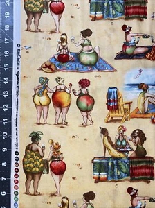 FRUIT LADIES Elizabeth's Studio Mary Stewart 1/2 Yard Cotton Fabric - New - Picture 1 of 3